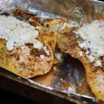 Baked Feta Chicken on foil