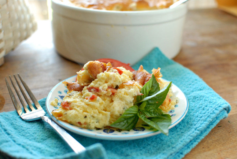 Cheesy Tomato Basil Souffle