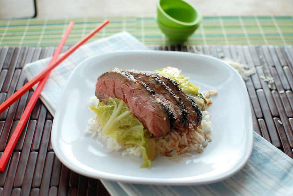 Asian Marinated Flank Steak and Bok Choy