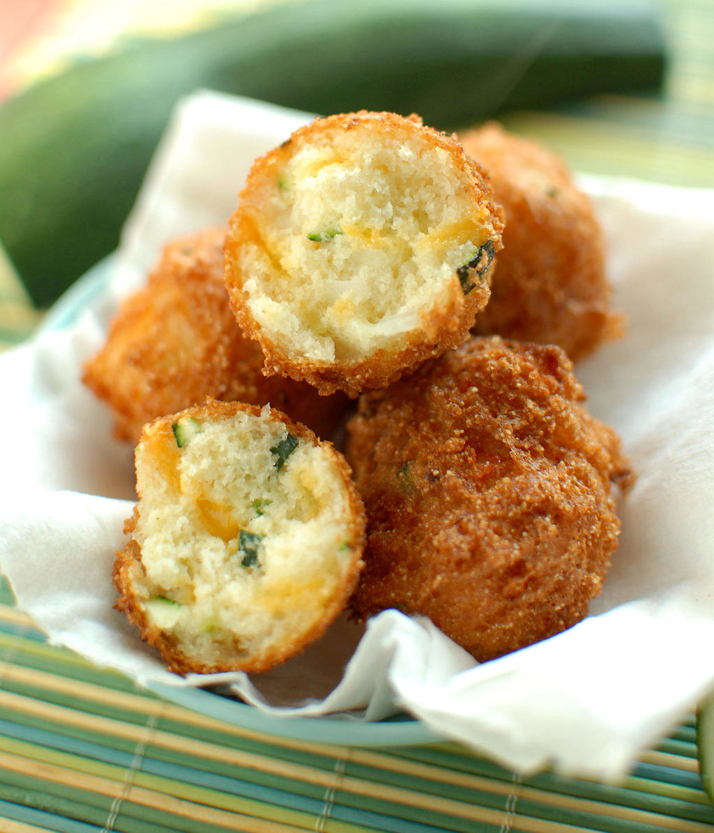 Zucchini Cheddar Hushpuppies from EatinontheCheap.com