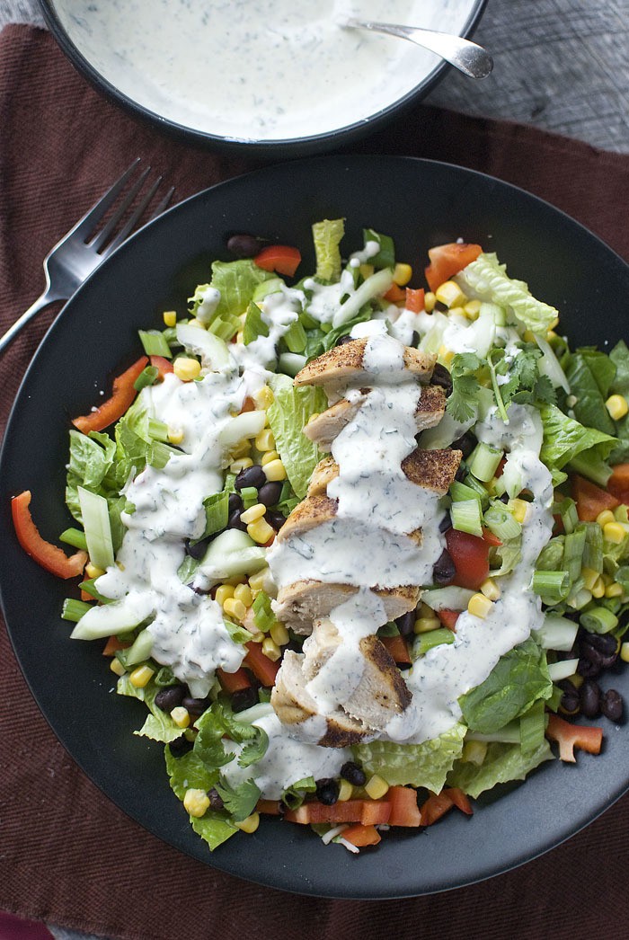 Spicy Southwest Salad with Creamy Cilantro Dressing