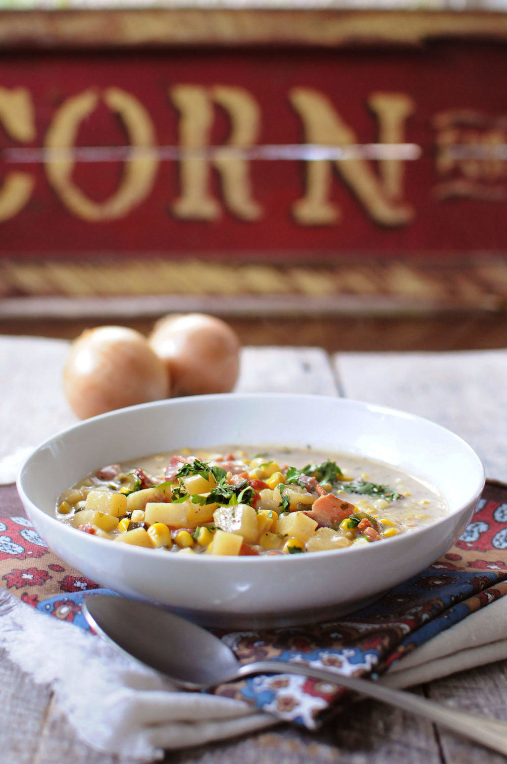 Poblano and Corn Chowder from EatinontheCheap.com