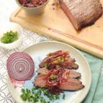 Flank Steak with Balsamic Red Onion Marmalade