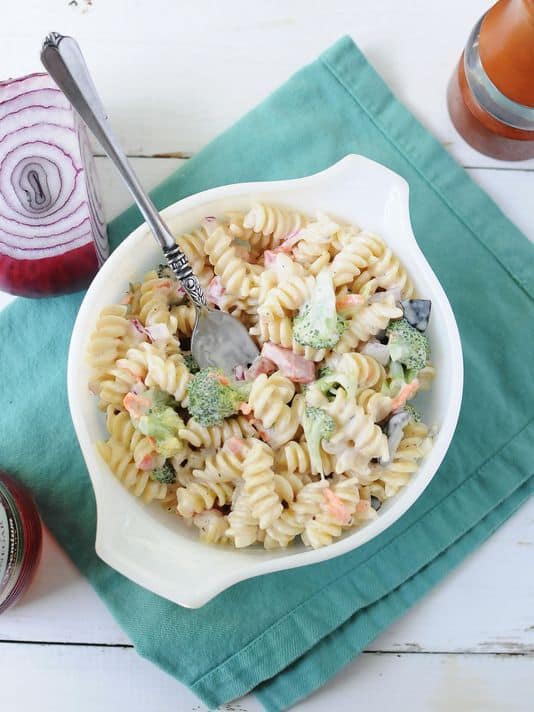 Creamy Rotini Pasta Salad for picnics