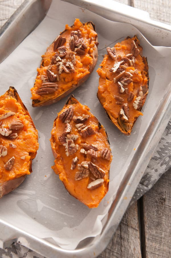 Maple Pecan Twice Baked Sweet Potatoes