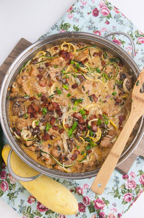 Chicken and Sundried Tomato Alfredo Zoodles