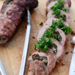 Grilled Spinach & Mushroom Stuffed Pork Tenderloin