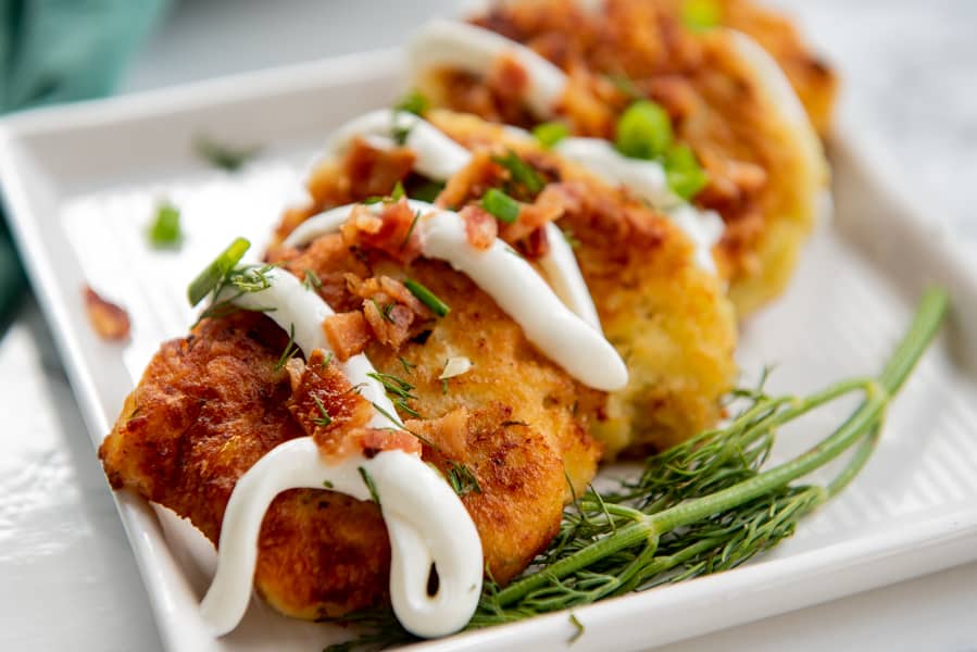 Easy Leftover Mashed Potato Cakes horizontAL