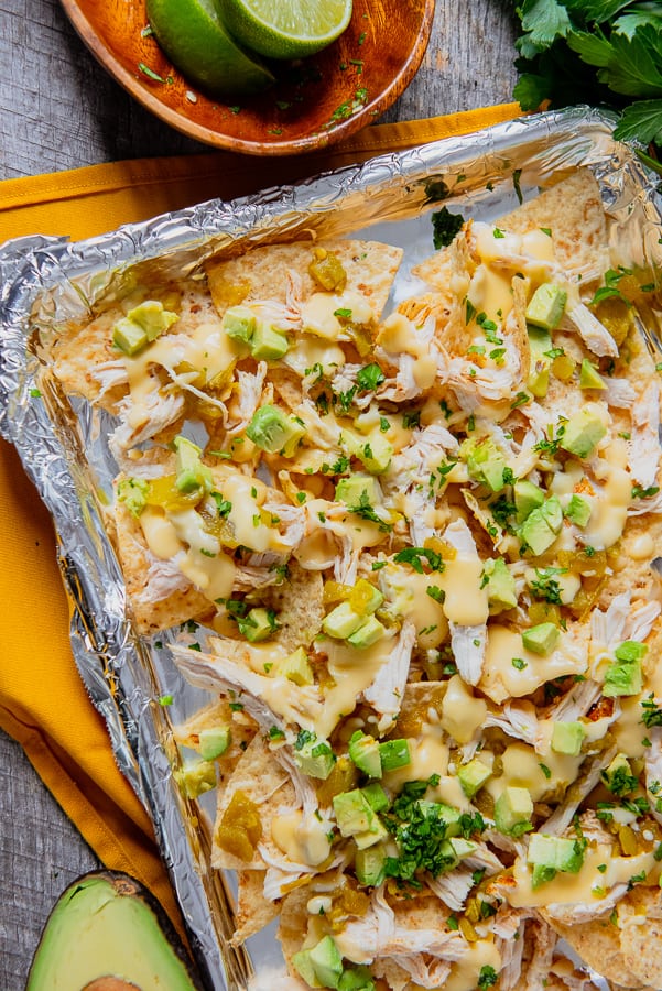 Green Chile Chicken Nachos