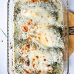 Keto Spinach Artichoke Chicken in a casserole dish