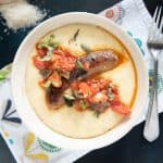 Sweet Italian Sausage over Cheddar Cheese Grits